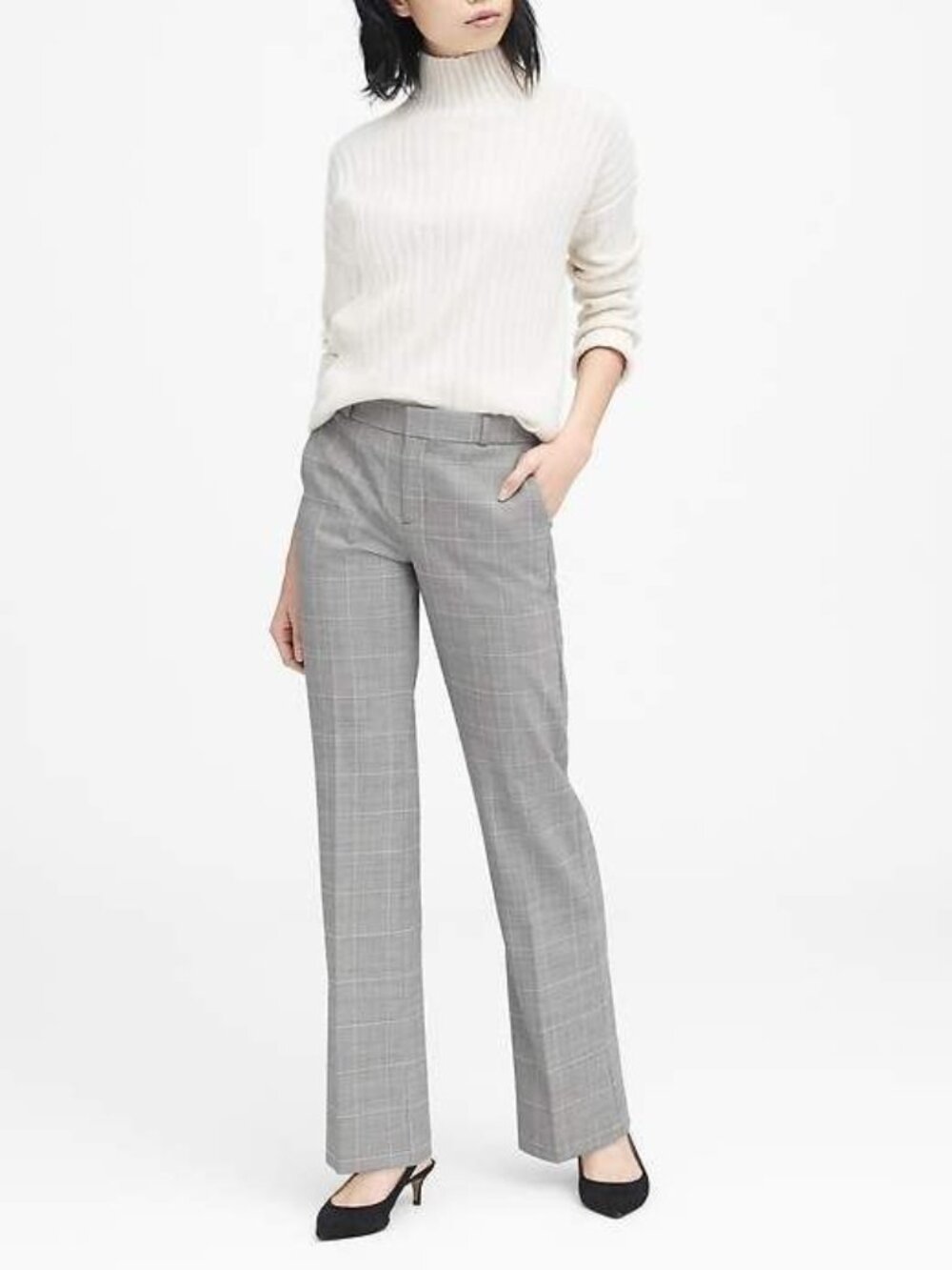 Banana Republic Light Gray Logan Trouser-Fit Washable Wool Blend Pant Size 14